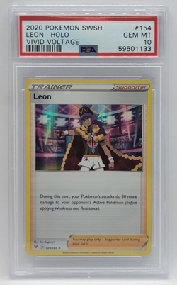 2020 Pokemon SWSH Vivid Voltage Holo Rare #154 - PSA Gem Mint 10 - LEON - Image 1