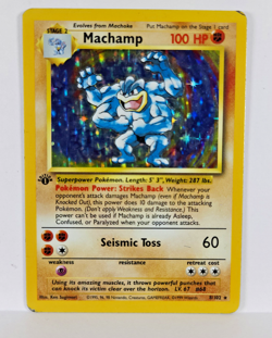 Pokemon TCG Machamp Base Set 8/102 Holo 1st Edition Holo Rare LP - Image 1