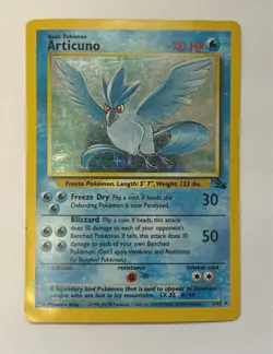 Pokemon TCG ARTICUNO Fossil 2/62 Holo Unlimited Holo Rare MP Pokemon - Image 1