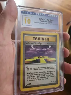 (POP 1) CGC 10 PRISTINE Pokemon Challenge 122/132 SAFFRON CITY GYM 1st Edition - Image 1