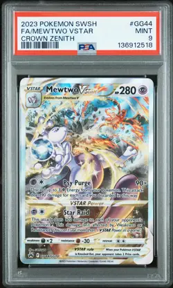 2023 POKEMON SWORD & SHIELD CROWN ZENITH #GG44 FULL ART/MEWTWO VSTAR PSA 9 - Image 1