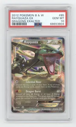 2012 POKEMON BLACK & WHITE DRAGON EXALTED RAYQUAZA EX 85/124 PSA 10 Q1887 - Image 1