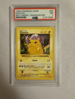 1999 Pokemon Game Shadowless Red Cheeks Pikachu Base Set 58/102 - PSA 7 NM WOTC - Image 1