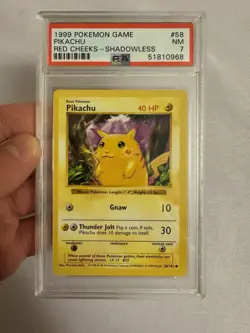 1999 Pokemon Game Shadowless Red Cheeks Pikachu Base Set 58/102 - PSA 7 NM WOTC - Image 2