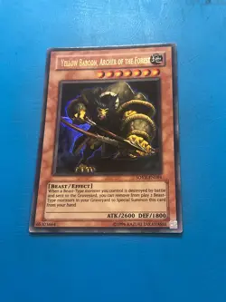 YUGIOH Ultra Rare Yellow Baboon, Archer Of The Forest SOVR-EN084 PLAYED - Image 1