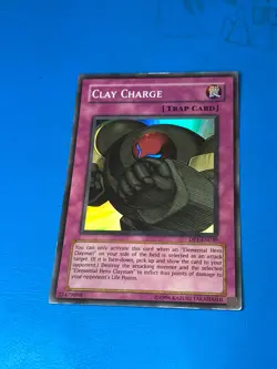 YUGIOH Super Rare Clay Charge DP1-EN030 PLAYED - Image 1