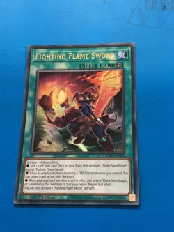 YUGIOH Ultra Rare Fighting Flame Sword MZMI-EN008 1st Edition - Image 1