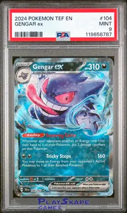 Pokemon Card PSA 9 Gengar ex 104/162 Temporal Forces Ultra Rare Holo 2024 - Image 1