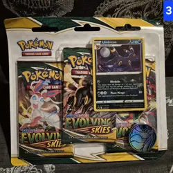 Pokemon TCG Sword & Shield Evolving Skies 3-Pack Blister + Umbreon Promo Sealed - Image 5