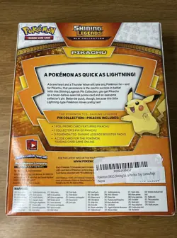 See Photos!! Pokemon Pikachu TCG Shining Legends Pin Collection Box Sealed - Image 2