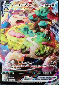 Pokemon TCG Snorlax VMAX Sword & Shield Base Set 142/202 PSA8 NM-MT - Image 1