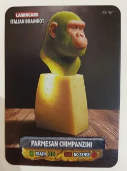 ITALIAN BRAINROT LAMINCARD DIRAMIX CARDS 2025 - PARMESAN CHIMPANZINI N. 92 - Image 1