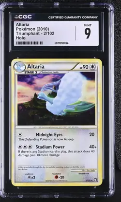 CGC 9 MINT Altaria 2010 Triumphant 2/102 Holo Pokemon Card - Image 1