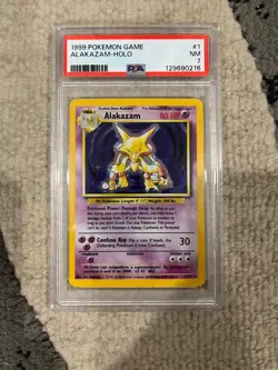 1999 POKEMON BASE SET #1 ALAKAZAM-HOLO PSA 7 - Image 1