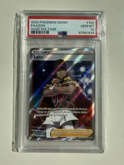 Leon 182/185 SWSH Vivid Voltage Holo Full Art Trainer Pokemon PSA 10 GEM MINT 💎 - Image 1