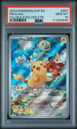 2023 POKEMON SVP EN-SV BLACK STAR PROMO #027 PIKACHU PSA 10 - Image 1