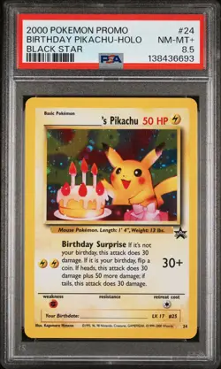 2000 POKEMON PROMO BLACK STAR #24 BIRTHDAY PIKACHU-HOLO PSA 8.5 - Image 1