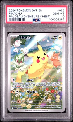 2024 POKEMON SVP EN-SV BLACK STAR PROMO PALDEA ADVENTURE CHEST PIKACHU PSA 10 - Image 1