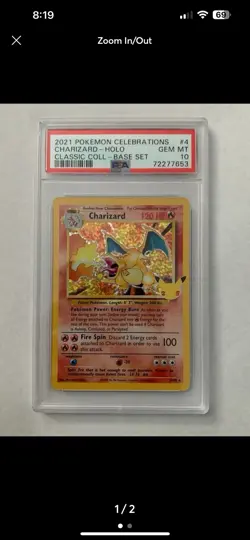 2021 Pokemon Celebrations Classic Collection Base Set #4 Charizard Holo PSA 10 - Image 1