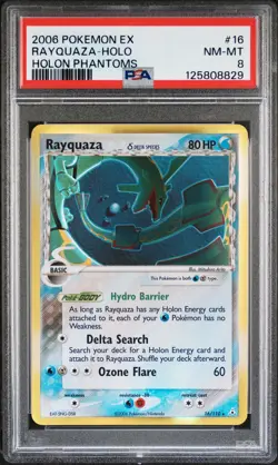 2006 POKEMON EX HOLON PHANTOMS #16 RAYQUAZA-HOLO PSA 8 - Image 1
