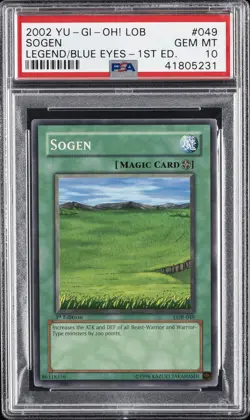 2002 YU-GI-OH! LOB-LEGEND OF BLUE EYES WHITE DRAGON 1ST ED #049 SOGEN PSA 10 - Image 1