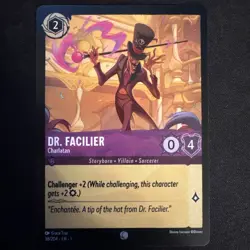 Disney Lorcana Dr. Facilier Charlatan DEMO Card - Image 1
