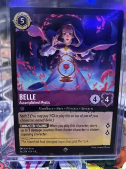 Disney Lorcana Belle Accomplished Mystic Super Rare Card 36/204 - Image 1