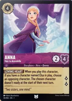 35/204 ANNA HEIR TO ARENDELLE THE FIRST CHAPTER UNCOMMON DISNEY LORCANA CARD - Image 1