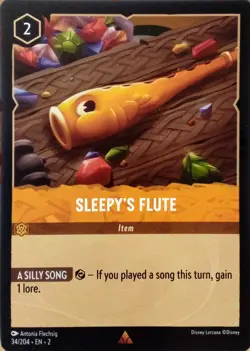 34/204 SLEEPY'S FLUTE RISE OF FLOODBORN RARE DISNEY LORCANA CARD - Image 1