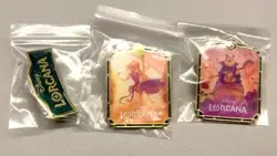 2025 Lorcana Disney chinese tcg game promo logo badge Pooh Rapunzel logo 3pc Pin - Image 2