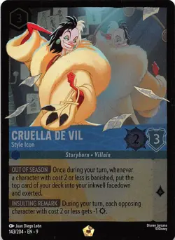 Cruella De Vil Style Icon Foil 143/204 Fabled Disney Lorcana - Image 1