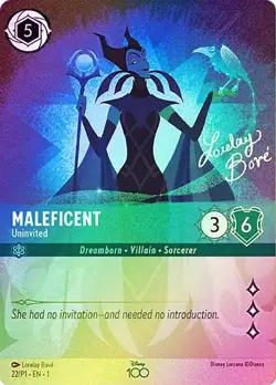 Lorcana SATIN FOIL Maleficent - Uninvited (Disney 100) - Promotional Cards # - Image 1
