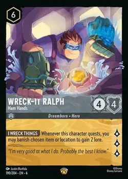 Wreck-it Ralph - Ham Hands (190) Azurite Sea Disney Lorcana - Image 1