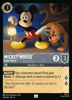 Mickey Mouse - Night Watch Foil (187) Azurite Sea Disney Lorcana - Image 1