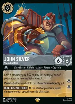 John Silver - Stern Captain Foil (194) Azurite Sea Disney Lorcana - Image 1