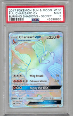 Pokemon Card PSA 9 Charizard GX 150/147 Burning Shadows Full Art Secret Rare - Image 1