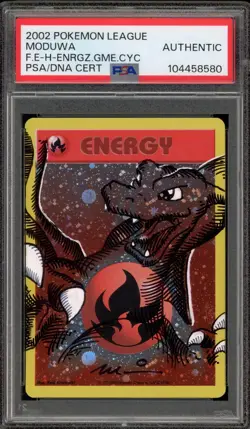 Pokemon Fire Energy League Holo Charizard Sketch Moduwa Auto PSA AUTHENTIC - Image 1