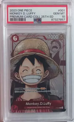 2023 ONE PIECE PREMIUM CARD COLLECTION 25TH EDITION P 001 MONKEY D. LUFFY PSA 10 - Image 1