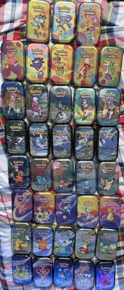 Pokemon Cards Mini Tins Bundle - Empty X57 - includes 8 full sets plus spares - Image 2