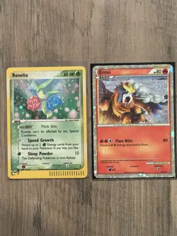 Reserved - Roselia + Shiny Entei 2 Card Holo Lot - Image 1