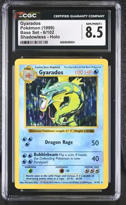 CGC 8.5 Gyarados 1999 Base Set 6/102 Shadowless Holo Pokemon Card - Image 1