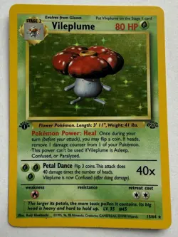 Pokemon TCG Vileplume 15/64 1st First Edition Jungle Holo Rare MP - Image 1
