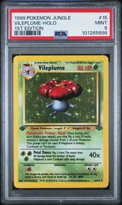 1999 Pokemon Jungle Vileplume 1st Edition Holo Rare #15 PSA 9 Mint New Cert - Image 1