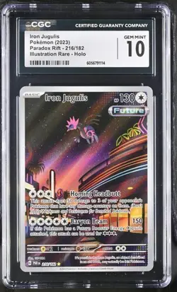 Iron Jugulis Illustration Rare Holo CGC 10 GEM Pokemon (2023) Paradox Rift #216 - Image 1