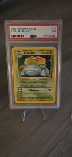 1999 POKEMON BASE SET UNLIMITED #15 VENUSAUR HOLO PSA 7 - Image 1