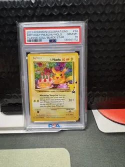 2021 Pokemon Celebrations Birthday Pikachu Holo Coll Black Star PSA 10 - Image 1