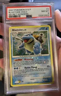 Pokemon Blastoise Holo Bleed PSA 8 Diamond & Pearl Secret Wonders 2/132 Rare - Image 1