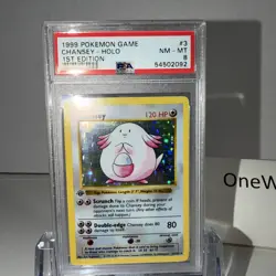 1999 POKEMON BASE SET 1ST EDITION #3 CHANSEY HOLO PSA 8 Shadowless NM - MT - Image 1