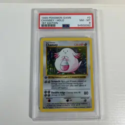 1999 POKEMON BASE SET 1ST EDITION #3 CHANSEY HOLO PSA 8 Shadowless NM - MT - Image 5