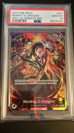Bandai One Piece CCG Monkey D. Dragon OP07-001 Foil Alt Art PSA 10 - Image 1